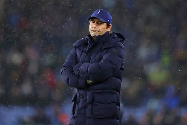 Antonio Conte, Manager of Tottenham Hotspur looks on during the Premier League match (Photo by Alex Livesey/Getty Images)
