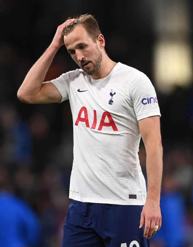Spurs striker Harry Kane looks dejected after the loss to Burnley. Credit: Stu Forster/Getty Images