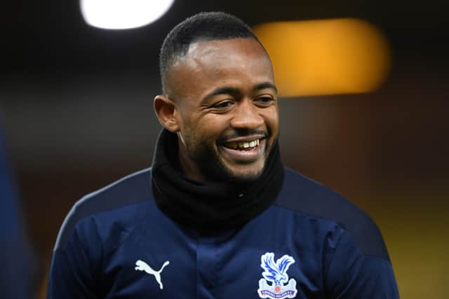 Jordan Ayew of Crystal Palace looks on in the warm up prior to the Premier League (Photo by Harriet Lander/Getty Images)
