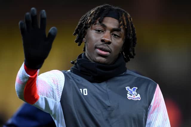 Eberechi Eze of Crystal Palace looks on in the warm up prior to the Premier League match  (Photo by Harriet Lander/Getty Images)