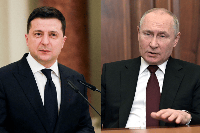 Ukrainian president Volodymyr Zelensky and Russian leader Vladimir Putin (right). Photo: Getty