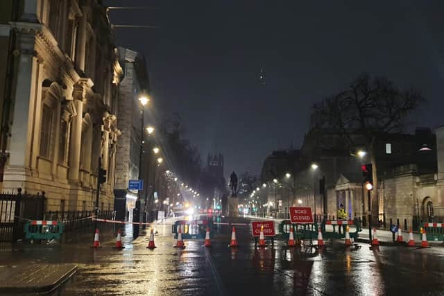 Whitehall in London is closed due to a gas leak. Photo: Supplied