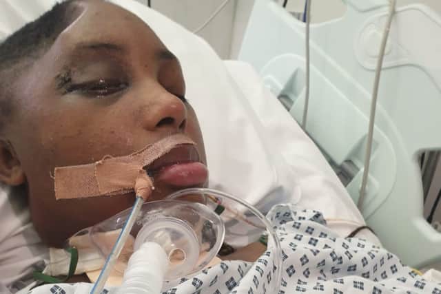 Sasha Johnson, pictured in hospital. Photo: Supplied via Met Police