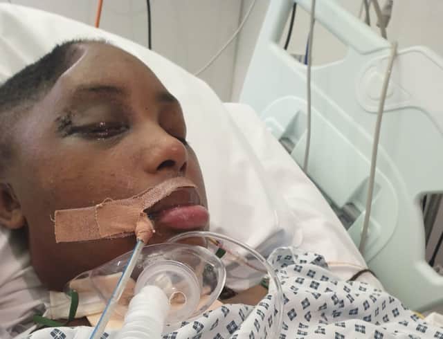 Sasha Johnson, pictured in hospital. Photo: Supplied via Met Police