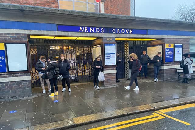 Arnos Grove Tube station still closed the day after the first strikes. Credit: John Sturgis