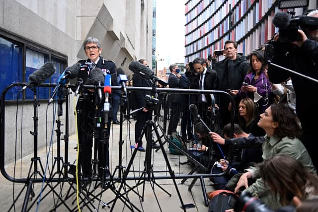 Metropolitan Police Commissioner Cressida Dick makes a statement outside of the Old Bailey Central Criminal Court. Photo: Getty 