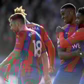 Jeffrey Schlupp of Crystal Palace celebrates with Marc Guehi after scoring their side’s  (Photo by Tom Dulat/Getty Images)