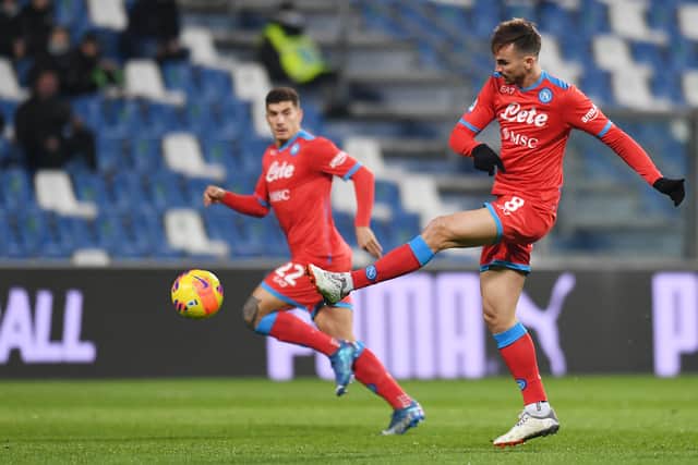 Fabian Ruiz of SSC Napoli shoots  during the Serie A match between US Sassuolo v SSC Napoli at Mapei Stadium - Citta' del Tricolore on December 01, 2021