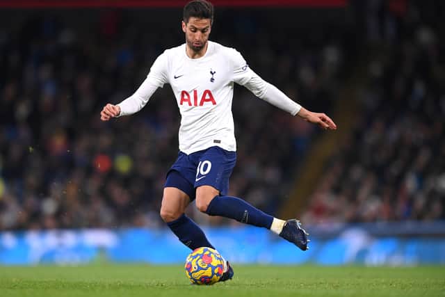 Spurs player Rodrigo Bentancur in action during the Premier League match  (Photo by Stu Forster/Getty Images)