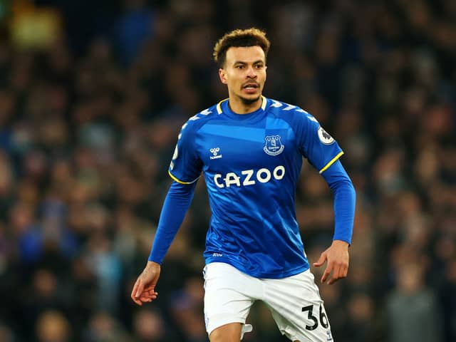 Dele Alli of Everton in action during the Premier League match (Photo by Marc Atkins/Getty Images)