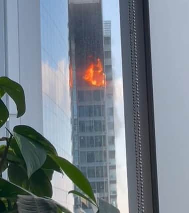 The skyscraper fire in Aldgate. Credit: JamieLFC1892
