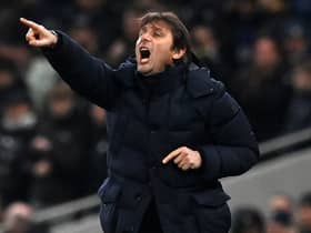 Tottenham Hotspur's Italian head coach Antonio Conte shouts instructions to his players from the touchline (Photo by BEN STANSALL/AFP via Getty Images)