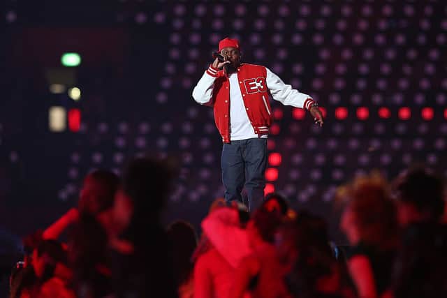 Dizzee Rascal performs during the Opening Ceremony of the London 2012 Olympic Games. Credit: Cameron Spencer/Getty Images
