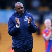Patrick Vieira, Manager of Crystal Palace applauds the fans following victory (Photo by Laurence Griffiths/Getty Images)