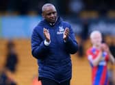 Patrick Vieira, Manager of Crystal Palace applauds the fans following victory (Photo by Laurence Griffiths/Getty Images)