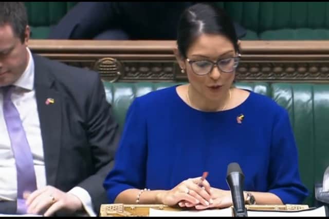 Priti Patel speaking in the House of Commons.