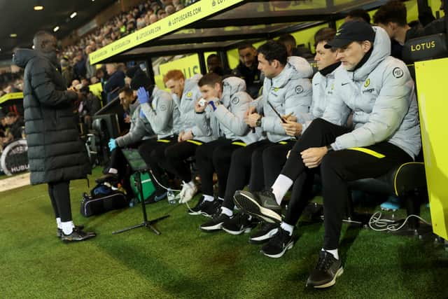 Thomas Tuchel, Manager of Chelsea looks on during the Premier League match (Photo by Julian Finney/Getty Images)