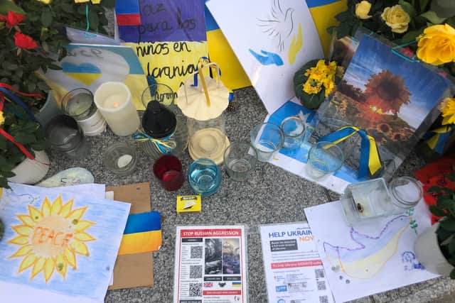 Messages of support for Ukraine. Photo: LondonWorld