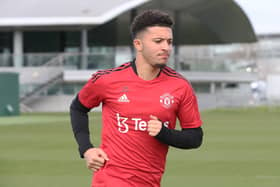 Manchester United’s Jadon Sancho in training.