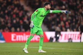 Tottenham goalkeeper Hugo Lloris reacts during the Emirates FA Cup Fifth Round (Photo by Stu Forster/Getty Images)