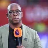 TV pundit and ex footballer Ian Wright before  the Premier League match between Brentford  and  Arsenal at Brentford Community Stadium   (Photo by Stuart MacFarlane/Arsenal FC via Getty Images)