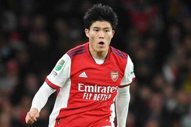 Arsenal defender Takehiro Tomiyasu. Picture: Stuart MacFarlane/Arsenal FC via Getty Images