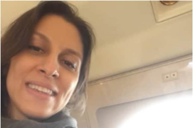 Screeen grab from the Twitter feed of Tulip Siddiq @TulipSiddiq of Nazanin Zaghari-Ratcliffe on a plane