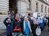 Richard Ratcliffe with Barbara Ratcliffe at a protest for Nazanin’s release in December. Credit: Lynn Rusk