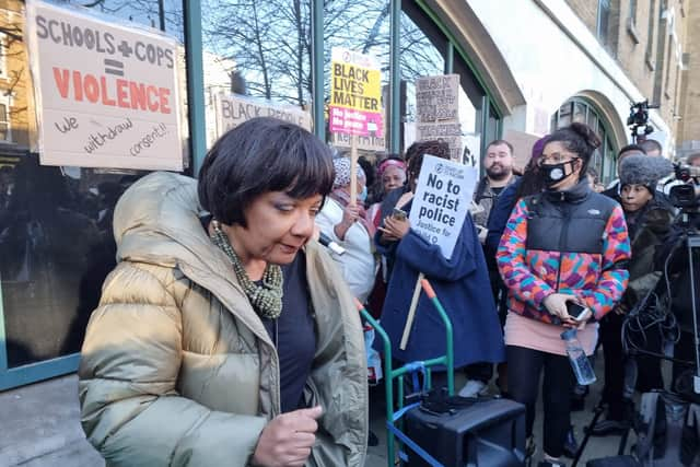 Diane Abbott at the Child Q protest. 