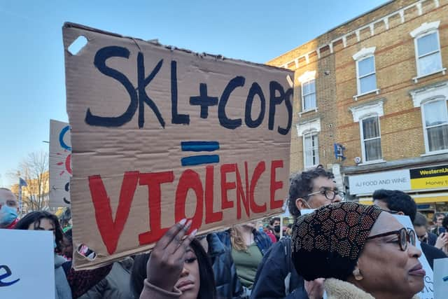 The Child Q protest in Hackney. Photo: LW