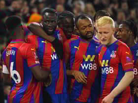  Cheikhou Kouyate of Crystal Palace celebrates their sides first goal with team mates (Photo by Tom Dulat/Getty Images)
