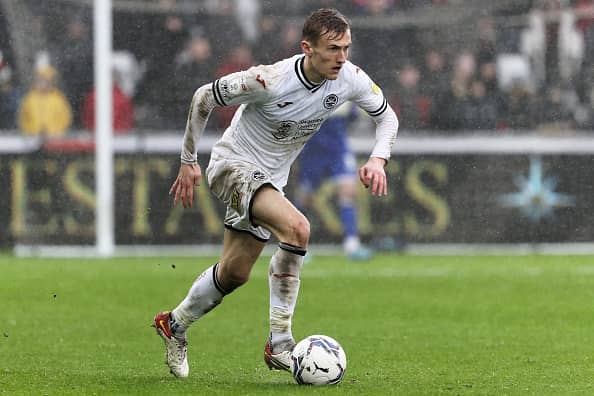 Swansea City midfielder Flynn Downes.  