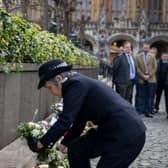 Commissioner Cressida Dick lays a wreath at memorial service for victims of Westminster terror attack