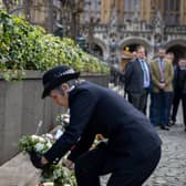 Commissioner Cressida Dick lays a wreath at memorial service for victims of Westminster terror attack
