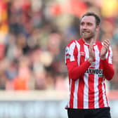 Christian Eriksen of Brentford acknowledges the fans after the Premier League match  (Photo by Catherine Ivill/Getty Images)