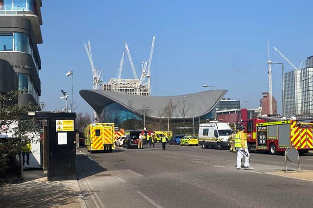 Major incident at the London Aquatic Centre. Photo: Emma Bellot / Twitter