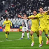 Torres celebrates Villarreal goal in Champions League match, March 2022