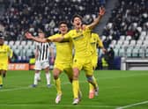 Torres celebrates Villarreal goal in Champions League match, March 2022