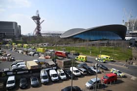 The emergency services evacuated London's Olympic Park in Stratford after a "release of noxious fumes" at the Aquatics Centre left people with breathing difficulties. (Photo by Leon Neal/Getty Images)