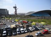 The emergency services evacuated London's Olympic Park in Stratford after a "release of noxious fumes" at the Aquatics Centre left people with breathing difficulties. (Photo by Leon Neal/Getty Images)