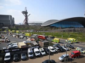 The emergency services evacuated London's Olympic Park in Stratford after a "release of noxious fumes" at the Aquatics Centre left people with breathing difficulties. (Photo by Leon Neal/Getty Images)