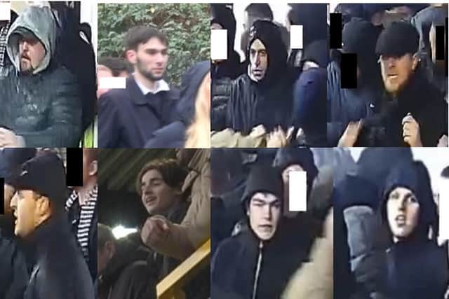 Officers from the Met’s Football Investigation Team are appealing for help to identify nine men following violent disorder at a MIllwall v Crystal Palace FA Cup game at The Den stadium in January. Photo: Met Police