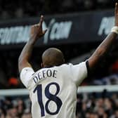 Jermain Defoe celebrates scoring for Spurs. Credit: BEN STANSALL/AFP via Getty Images