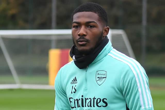 Ainsley Maitland-Niles during Arsenal training. Picture: Stuart MacFarlane/Arsenal FC via Getty Images