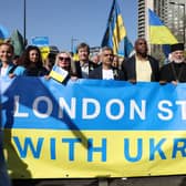 London mayor Sadiq Khan led the ‘London Stands With Ukraine’ march with Labour foreign secretary David Lammy. Photo: Getty