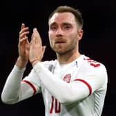 Christian Eriksen playing in his first match for Denmark since his cardiac arrest during the Euros. Credit: Dean Mouhtaropoulos/Getty Images