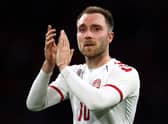 Christian Eriksen playing in his first match for Denmark since his cardiac arrest during the Euros. Credit: Dean Mouhtaropoulos/Getty Images