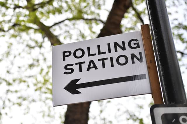 A sign to a polling station in London. Photo: Getty