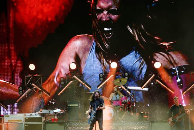 Dave Grohl and Taylor Hawkins of the Foo Fighters performing in Chile on 20 March - just days before Hawkins’ death (Photo: Marcelo Hernandez/Getty Images)