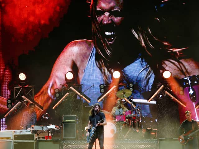 Dave Grohl and Taylor Hawkins of the Foo Fighters performing in Chile on 20 March - just days before Hawkins’ death (Photo: Marcelo Hernandez/Getty Images)